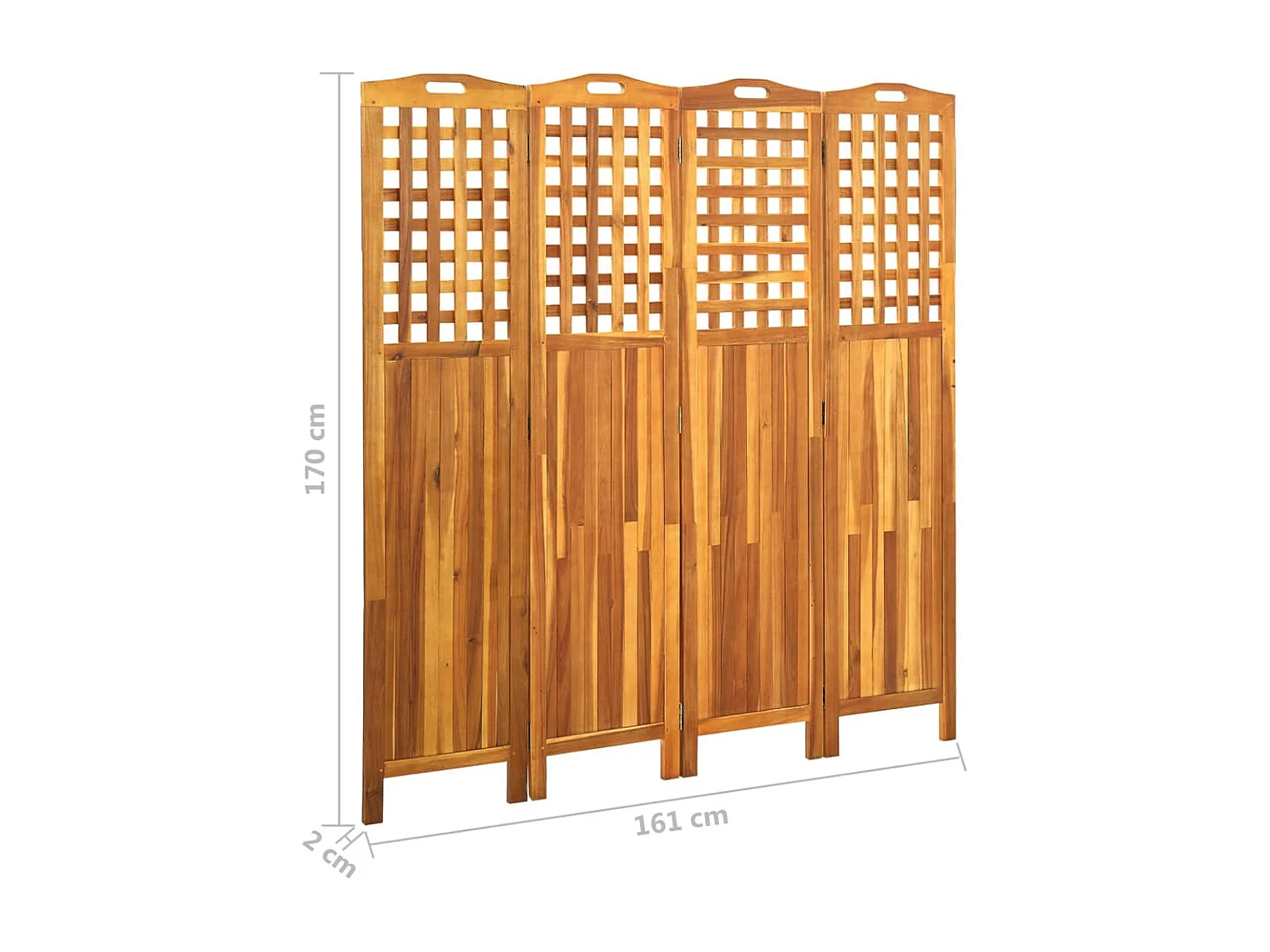 Parete divisoria a 4 pannelli 161x2x170 cm Legno di acacia