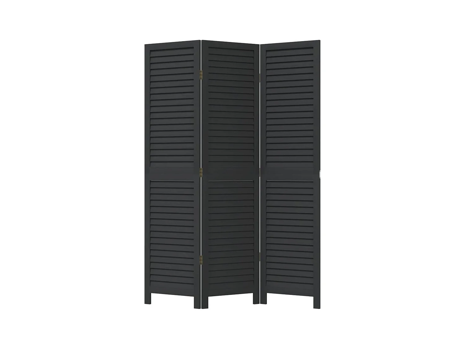 Cloison de séparation 3 panneaux noir bois de paulownia massif