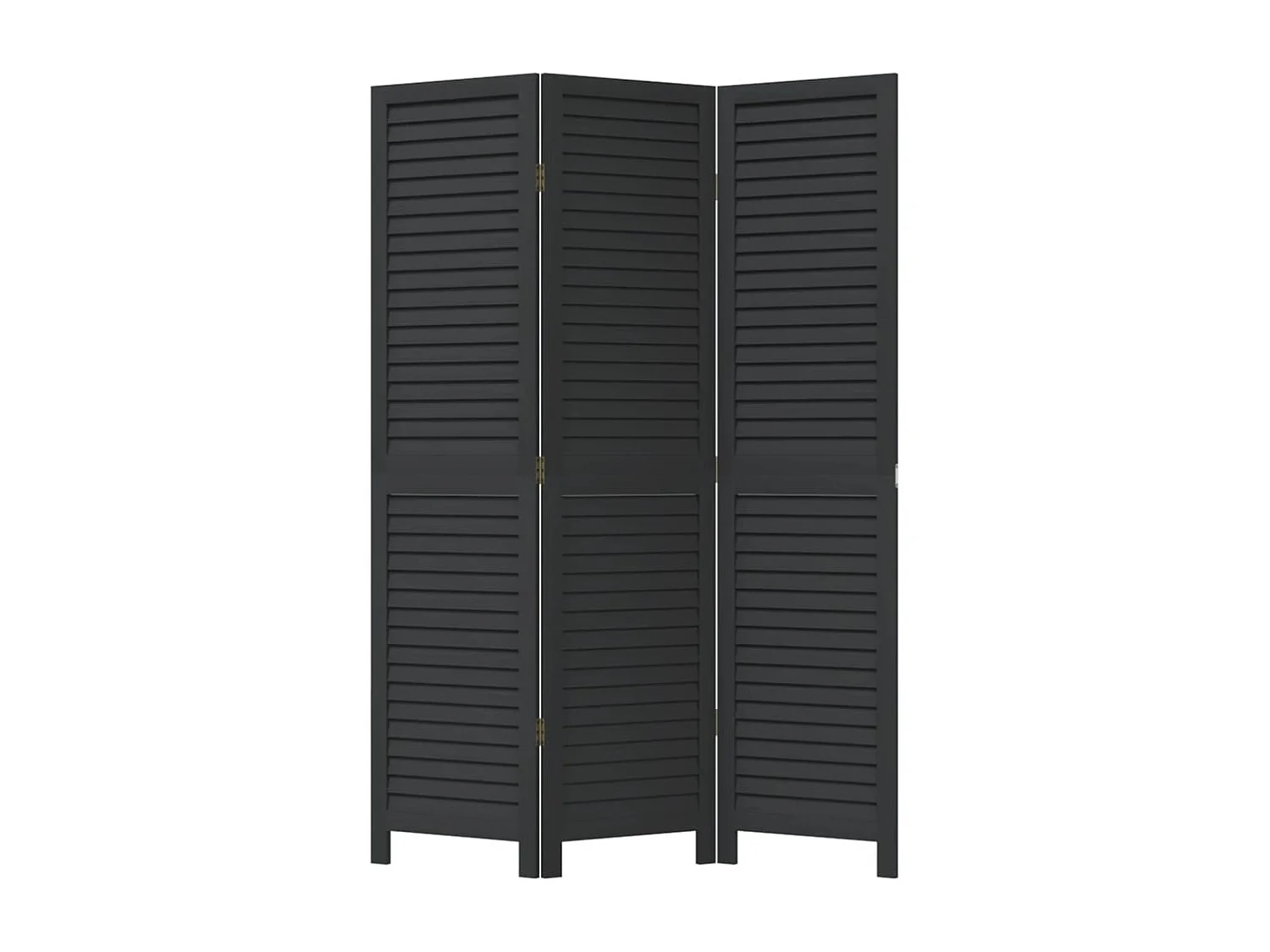 Cloison de séparation 3 panneaux noir bois de paulownia massif