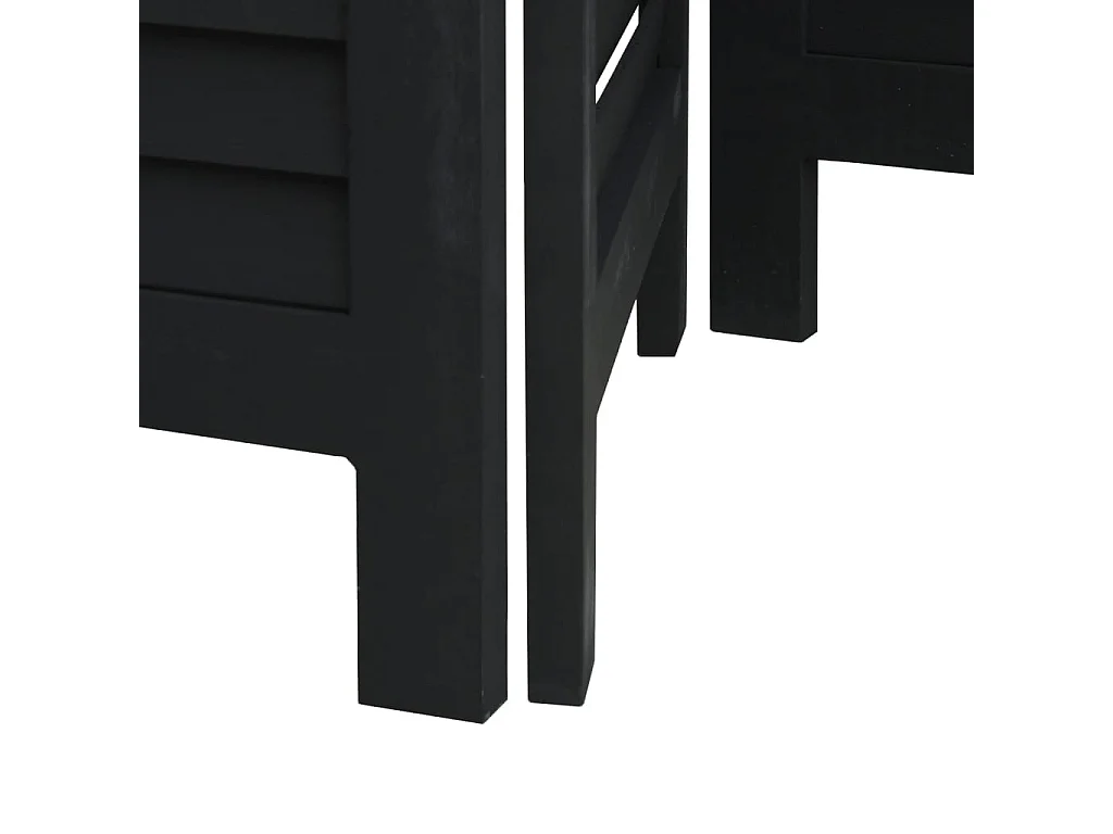 Cloison de séparation 3 panneaux noir bois de paulownia massif