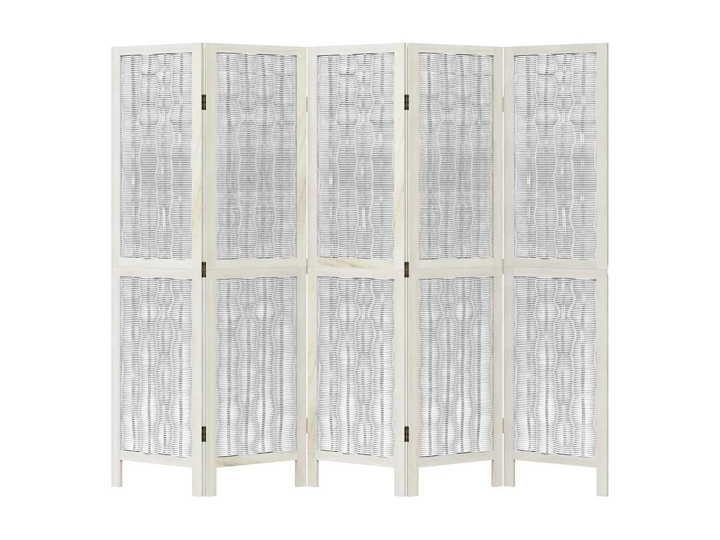 Parete divisoria a 5 pannelli in legno massello di paulonia bianco