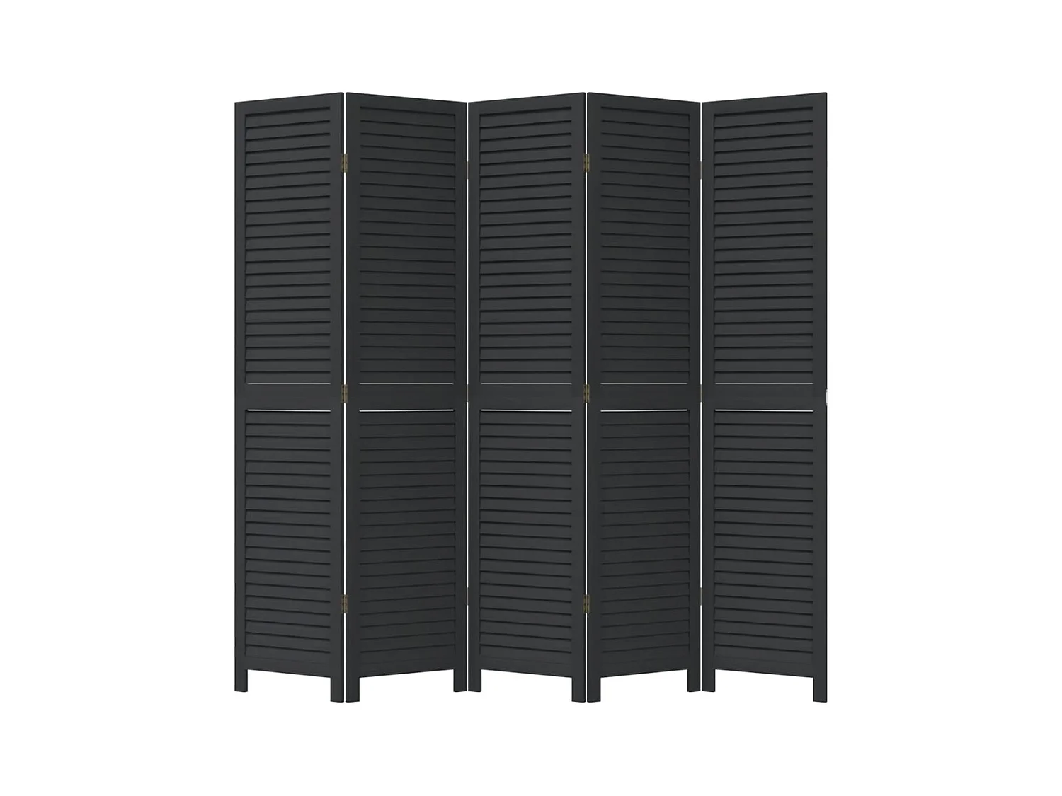 5-delige scheidingswand in zwart, massief paulowniahout