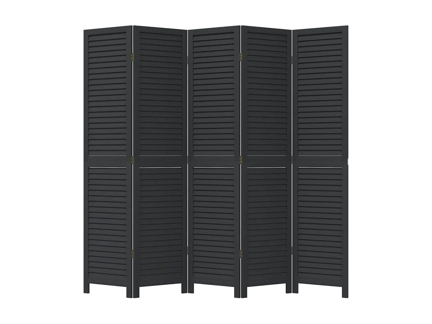 Parete divisoria a 5 pannelli in legno massello di paulonia nero