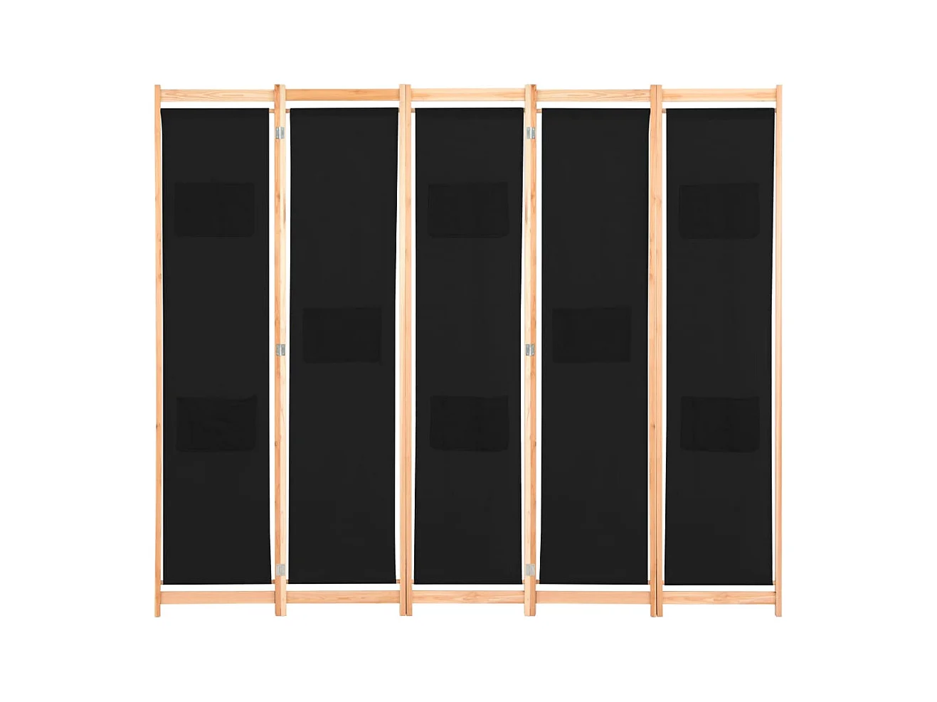 5-delige scheidingswand Zwart 200 x 170 x 4 cm Stof