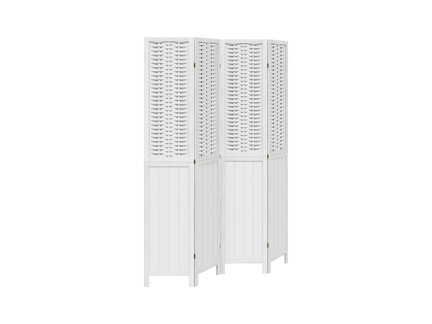 4-delige scheidingswand in wit, massief paulowniahout