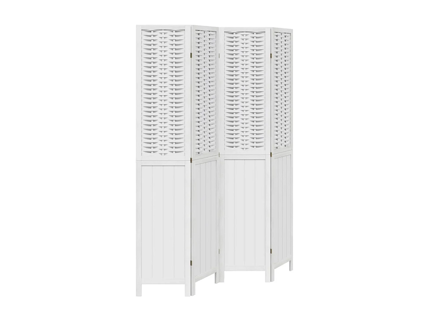 Parete divisoria a 4 pannelli in legno massello di paulonia bianco