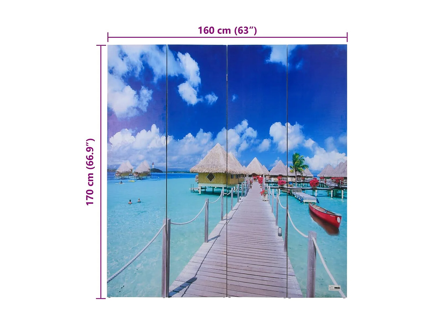 Faltbare Trennwand 160 x 170 cm Beach