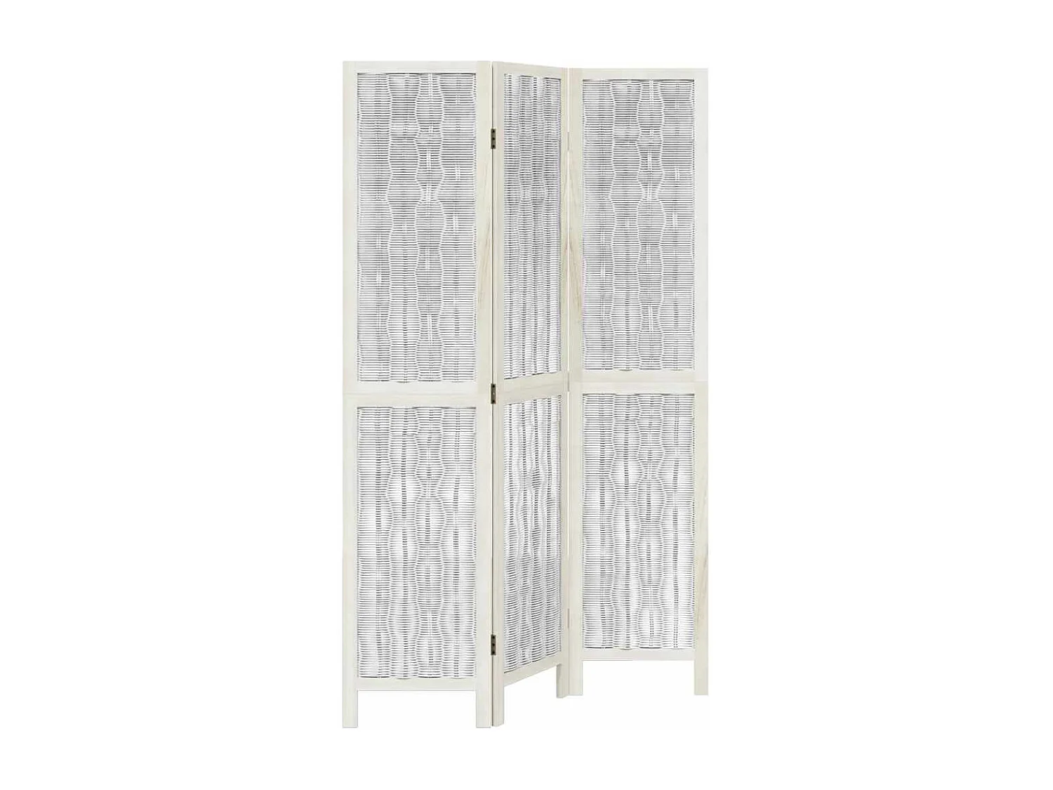 Parete divisoria a 3 pannelli in legno massello di paulonia bianco