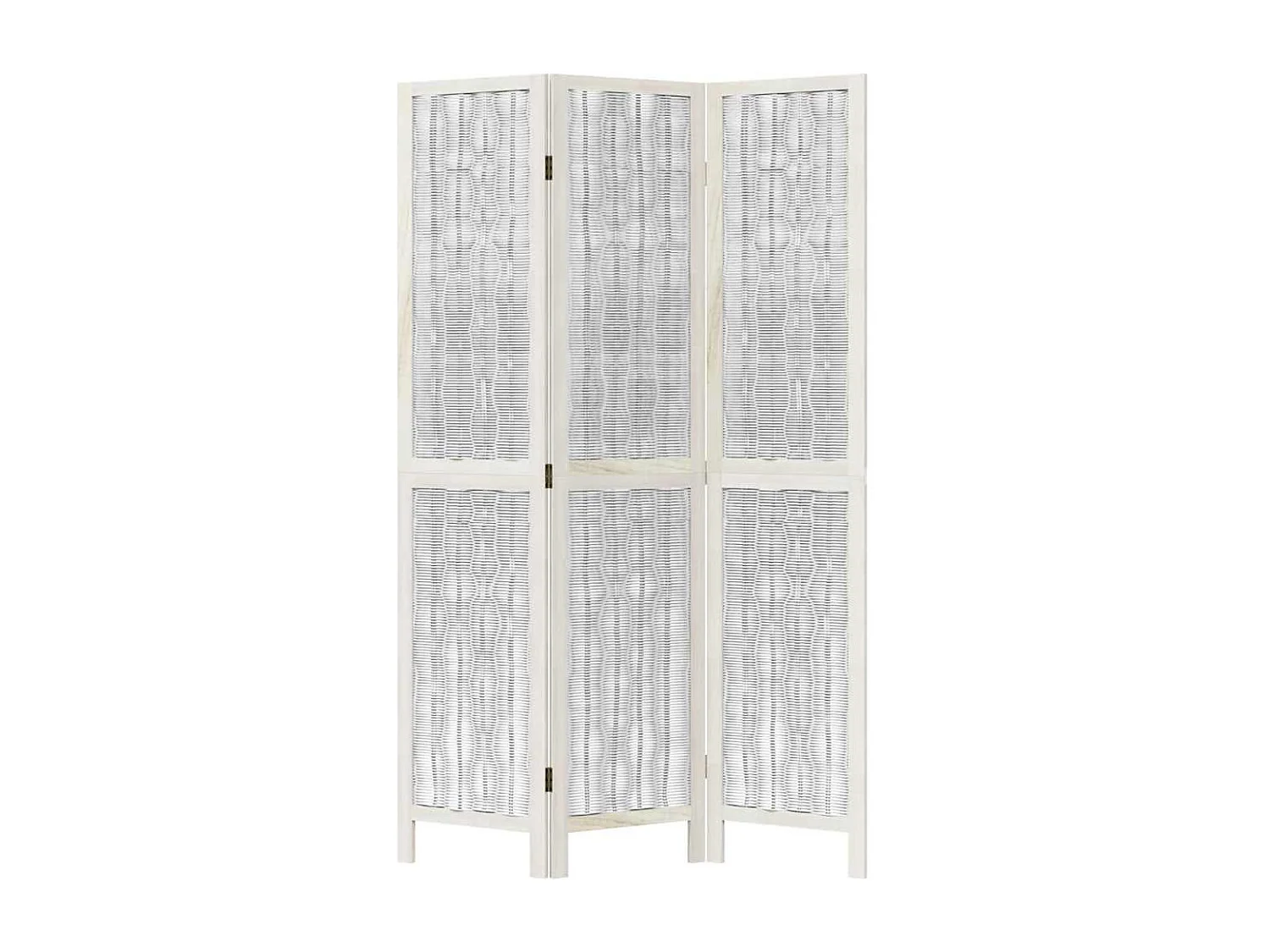 Parete divisoria a 3 pannelli in legno massello di paulonia bianco