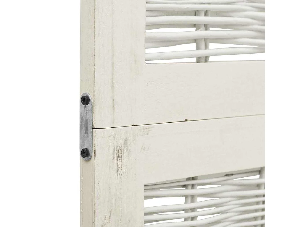 Parete divisoria a 3 pannelli in legno massello di paulonia bianco