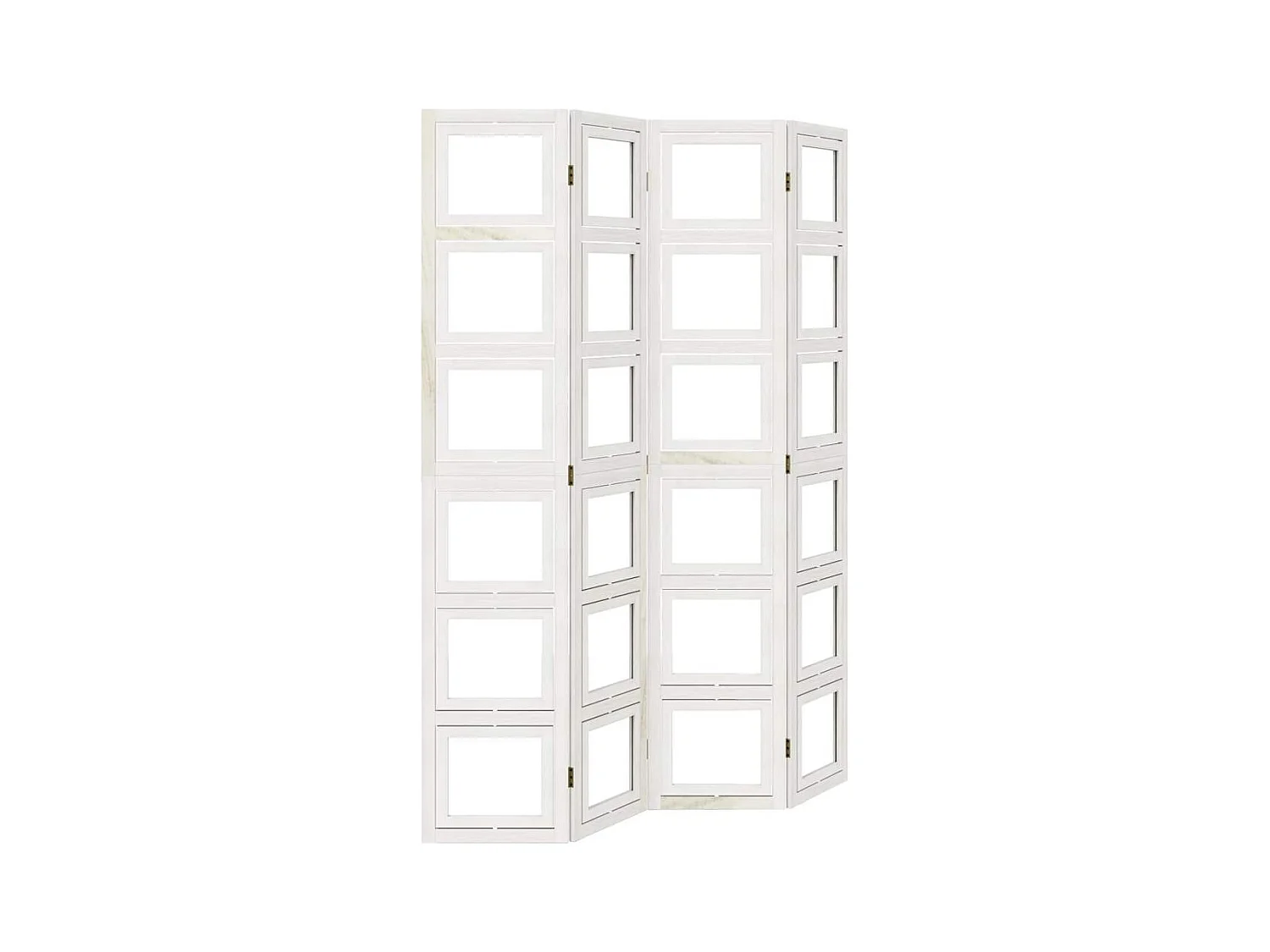 4-delige scheidingswand in wit, massief paulowniahout