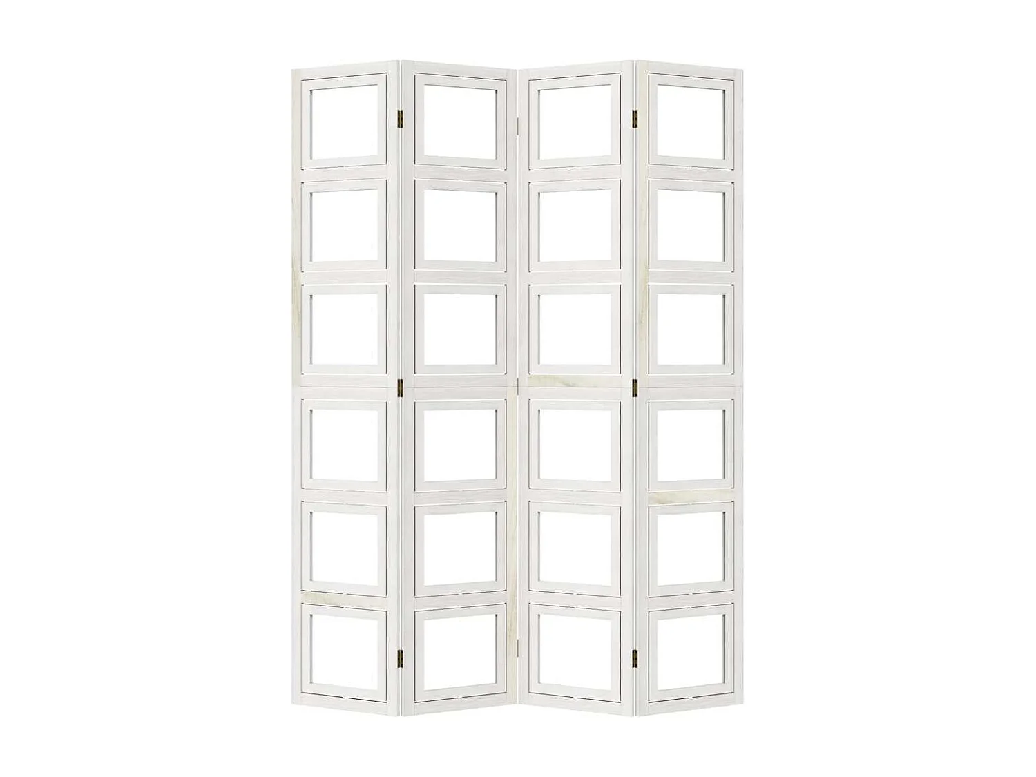 Parete divisoria a 4 pannelli in legno massello di paulonia bianco