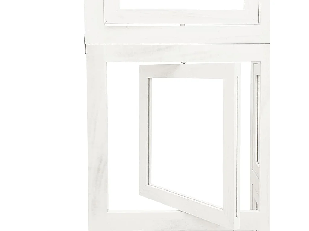 Parete divisoria a 4 pannelli in legno massello di paulonia bianco