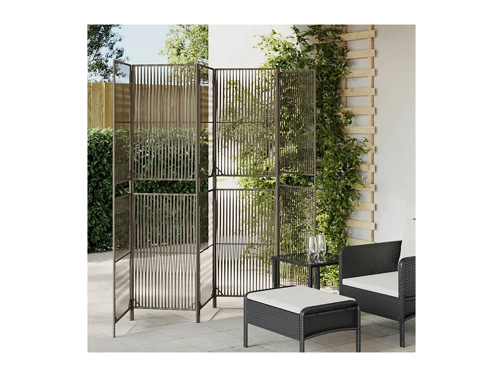 Tabique divisorio de mimbre de resina gris de 6 paneles