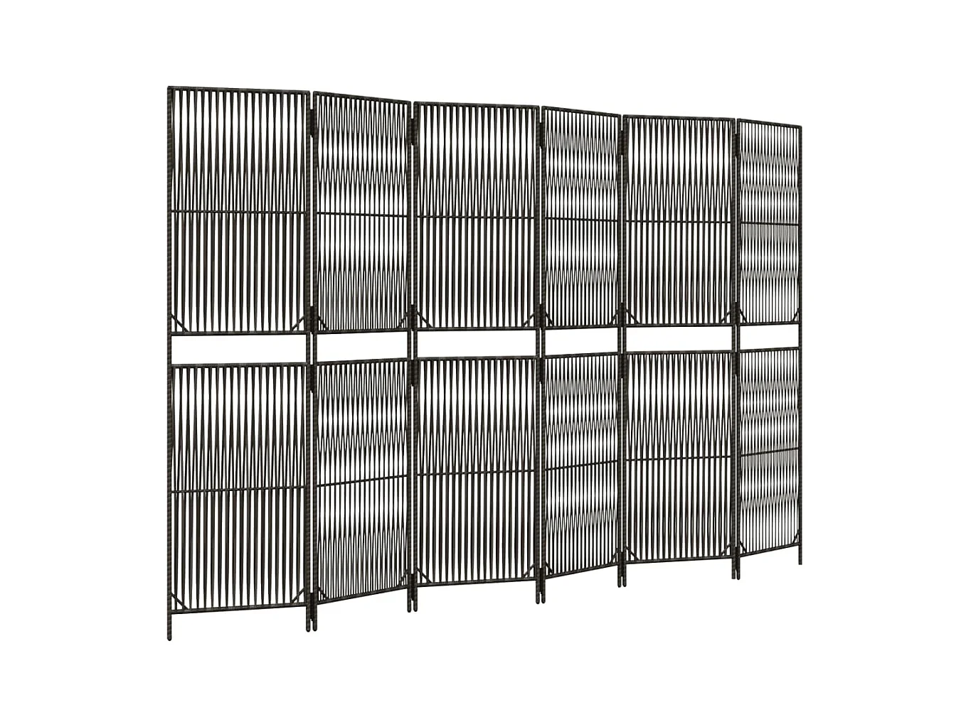 Tabique divisorio de mimbre de resina gris de 6 paneles