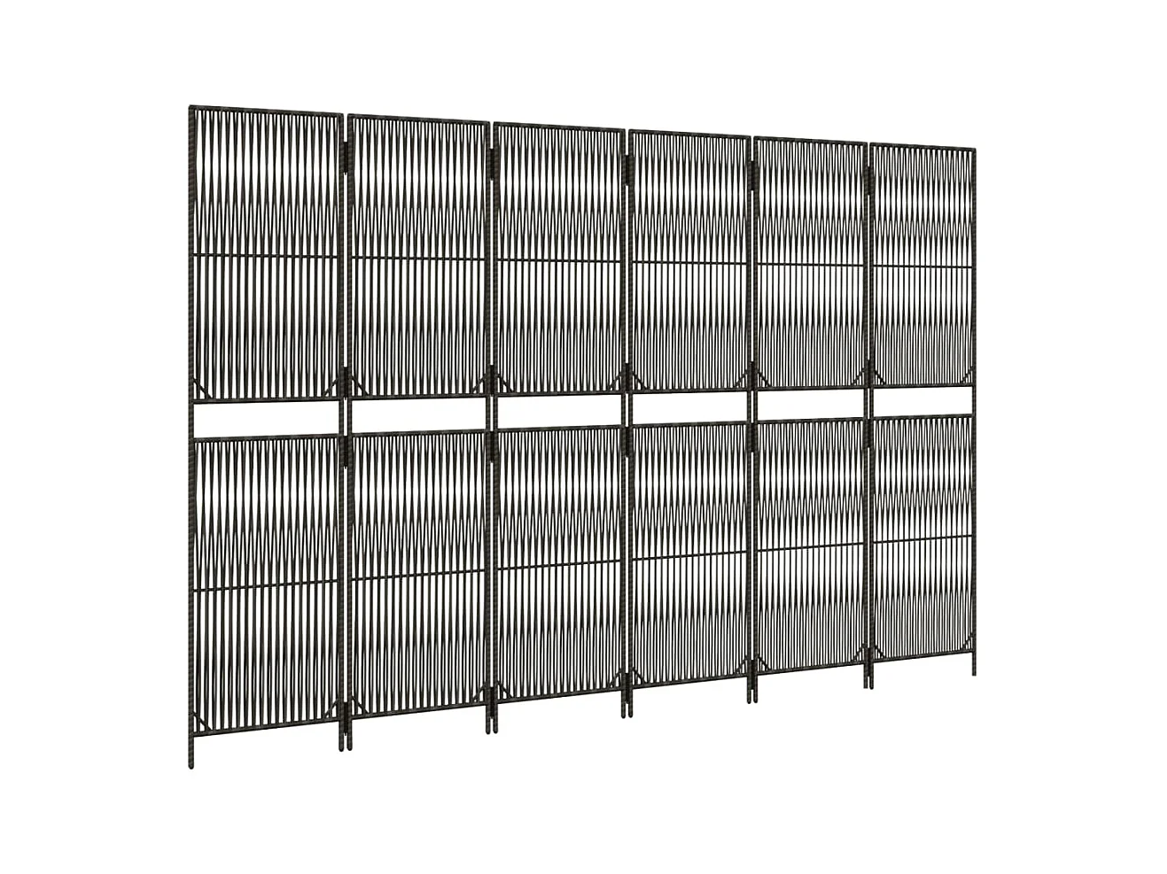 Tabique divisorio de mimbre de resina gris de 6 paneles