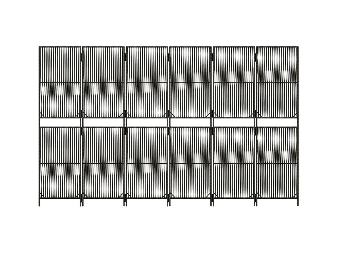 Tabique divisorio de mimbre de resina gris de 6 paneles