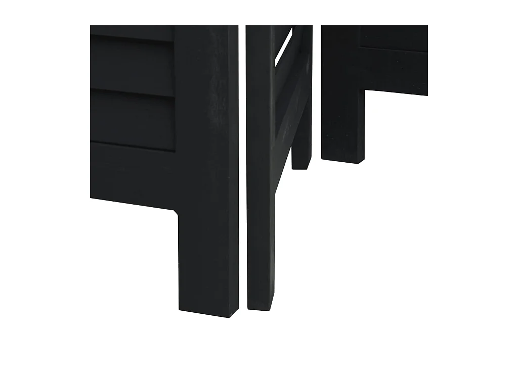 Cloison de séparation 4 panneaux noir bois de paulownia massif