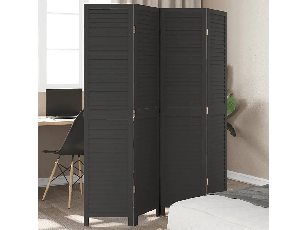 Tabique divisorio de 4 paneles en madera maciza de paulownia negra