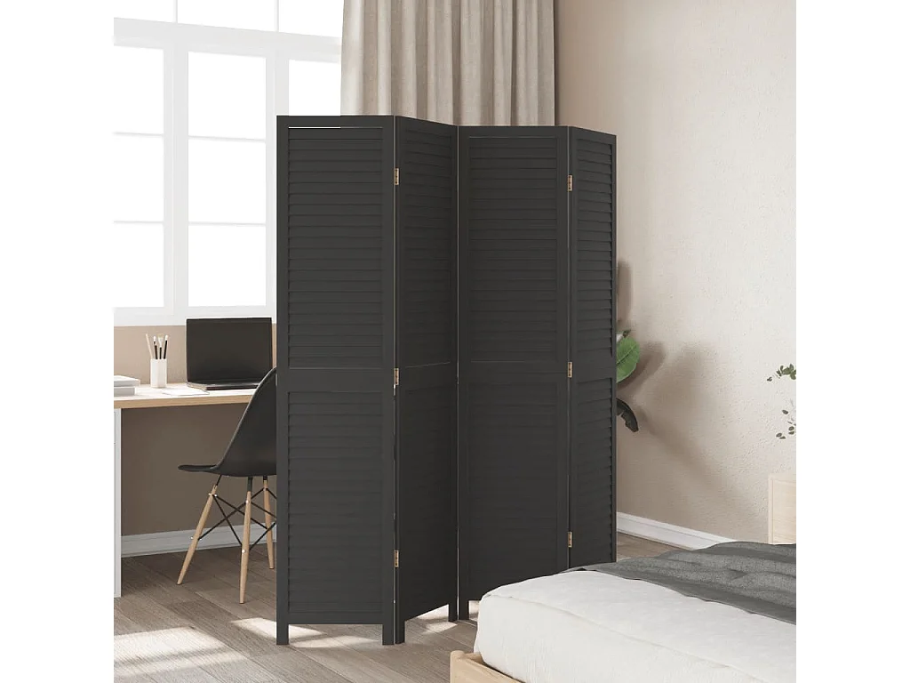 Tabique divisorio de 4 paneles en madera maciza de paulownia negra