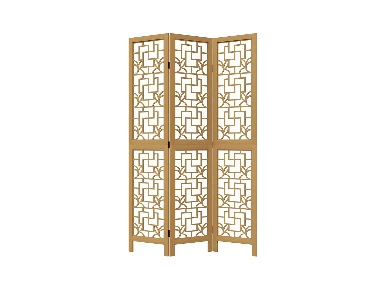 Tabique divisorio de 3 paneles en madera maciza de paulownia marrón