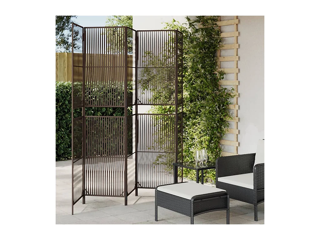 5-delige scheidingswand van bruin kunstharsriet