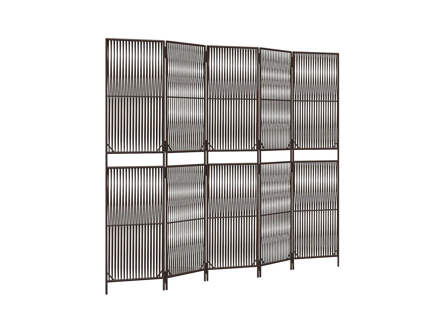 5-delige scheidingswand van bruin kunstharsriet