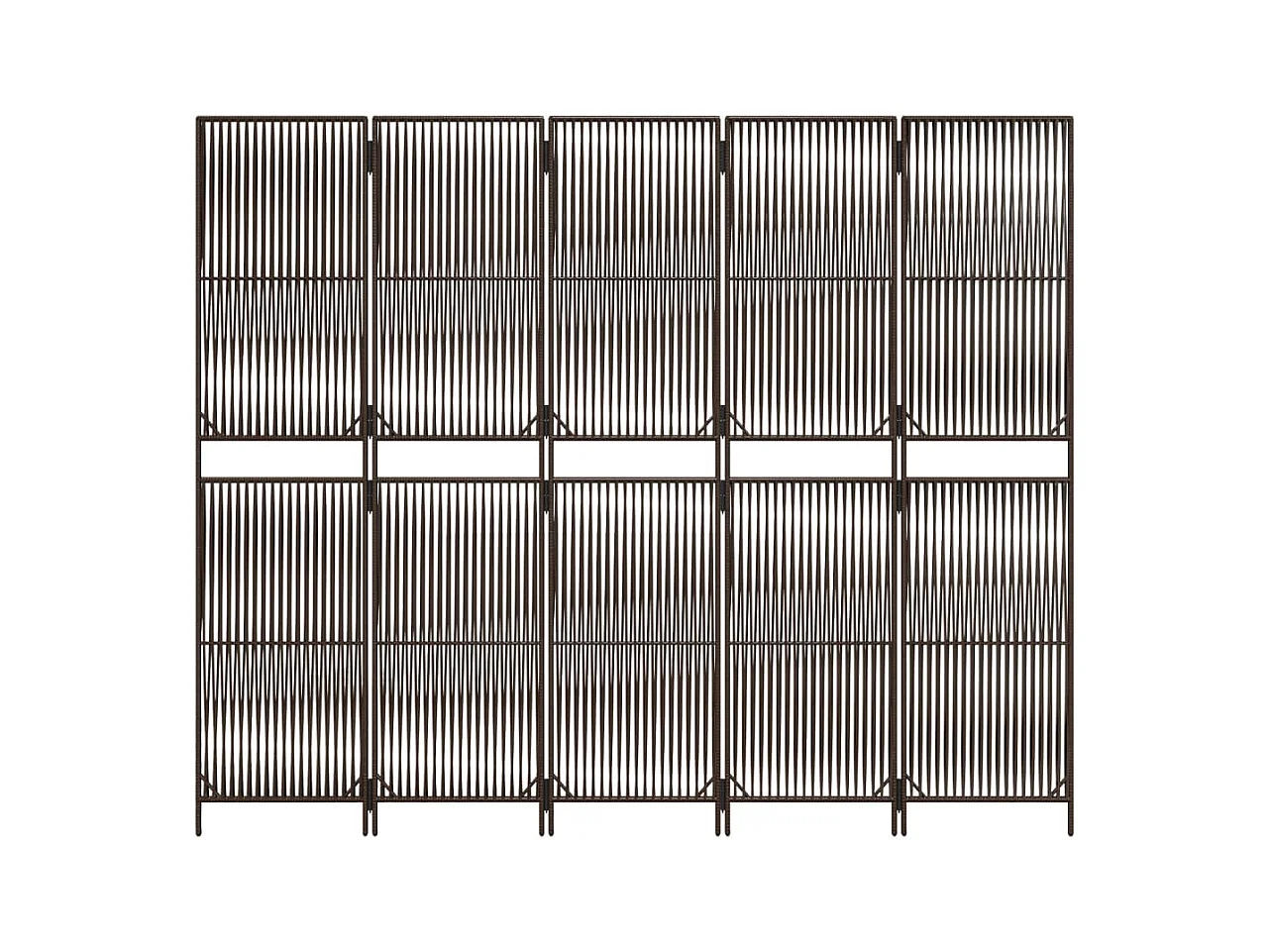 5-delige scheidingswand van bruin kunstharsriet