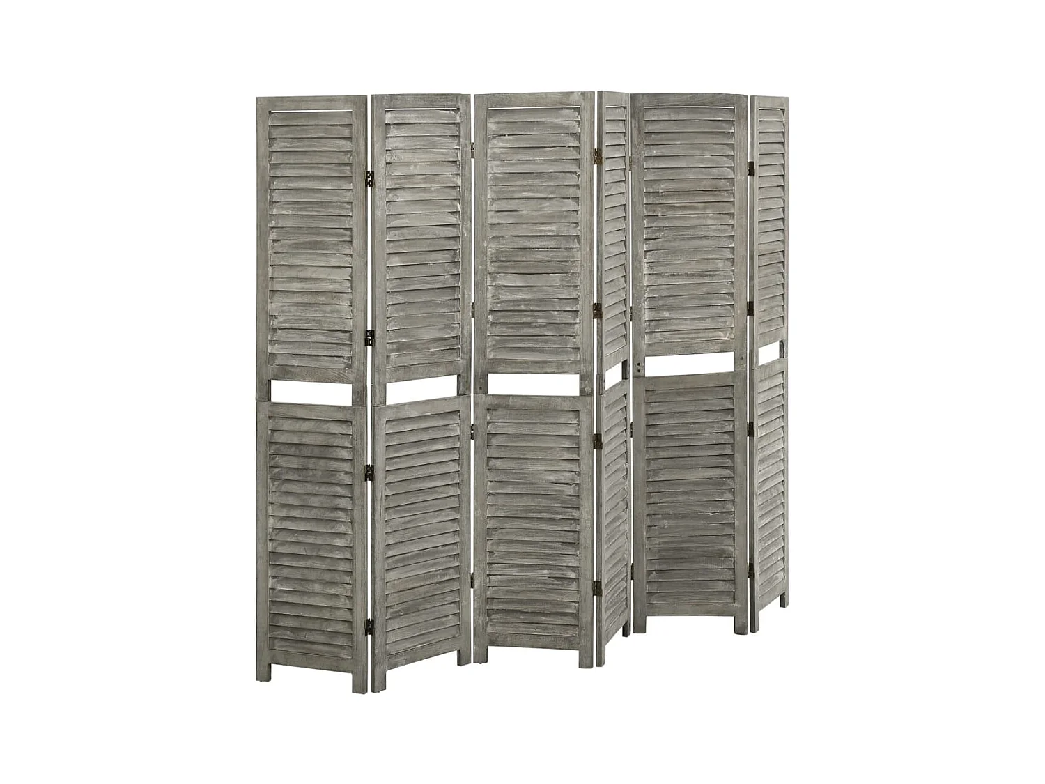 6-delige scheidingswand Grijs 214x166 cm Massief hout