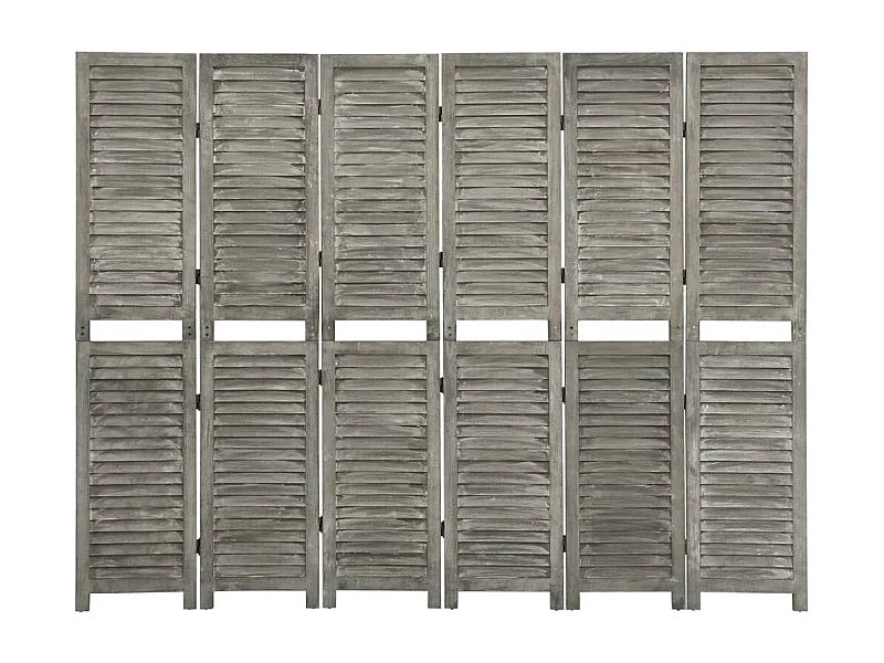 Parete divisoria a 6 pannelli Grigio 214x166 cm Legno massello