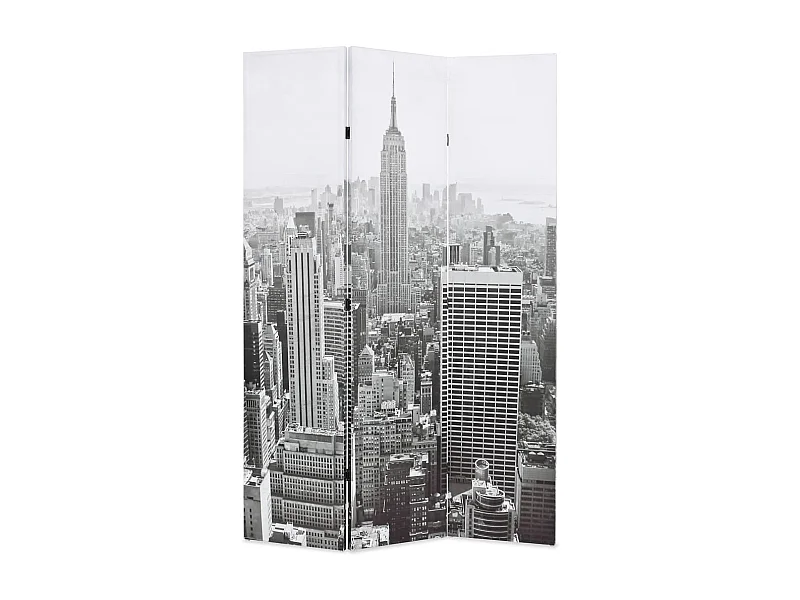 Mampara plegable 120x170 cm Nueva York Blanco y negro