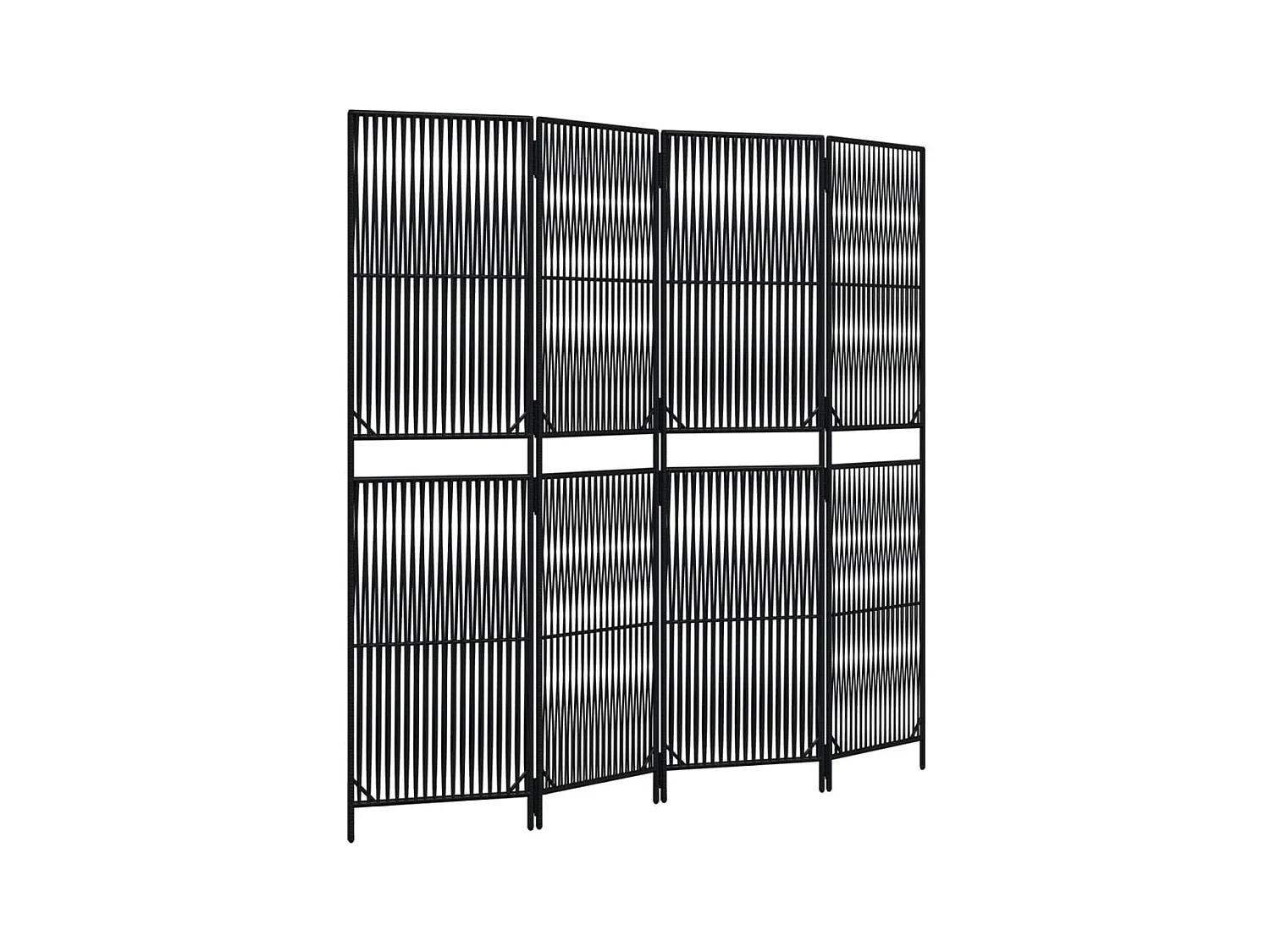 4-delige zwarte scheidingswand van kunstharsriet