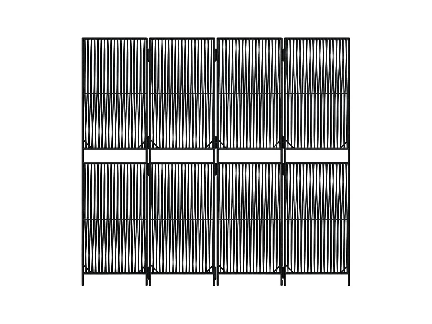 4-delige zwarte scheidingswand van kunstharsriet