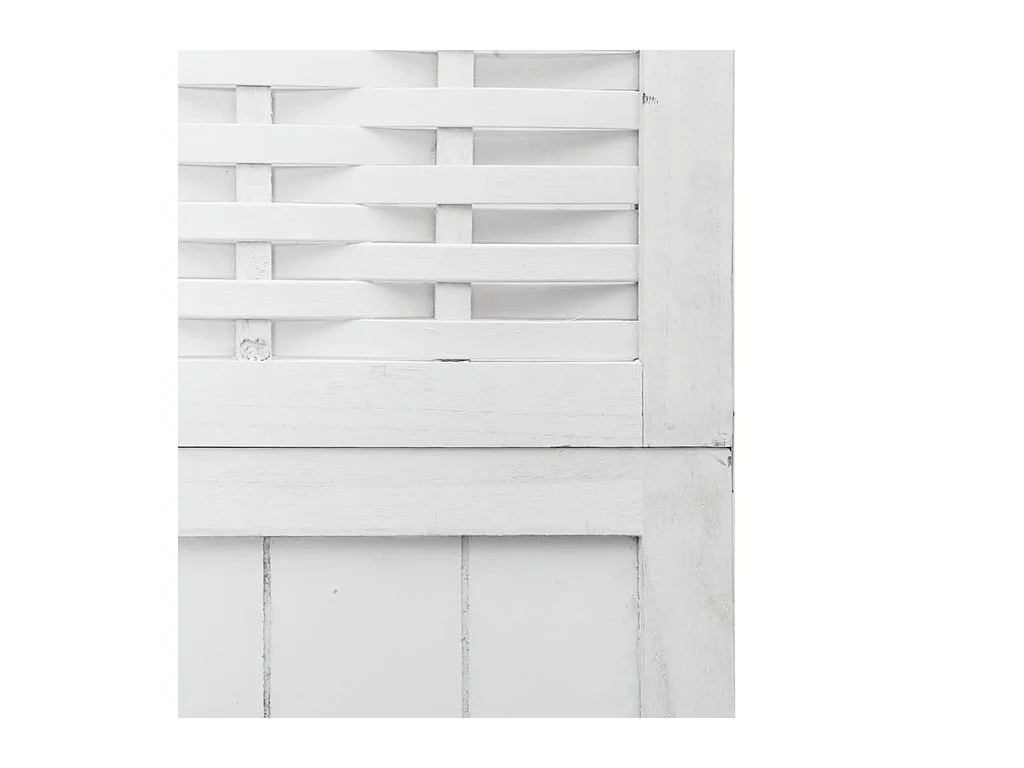 Cloison de séparation 4 panneaux blanc bois de paulownia massif