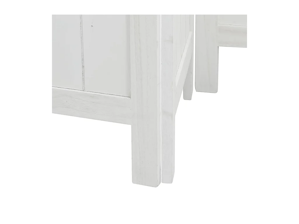 Cloison de séparation 4 panneaux blanc bois de paulownia massif