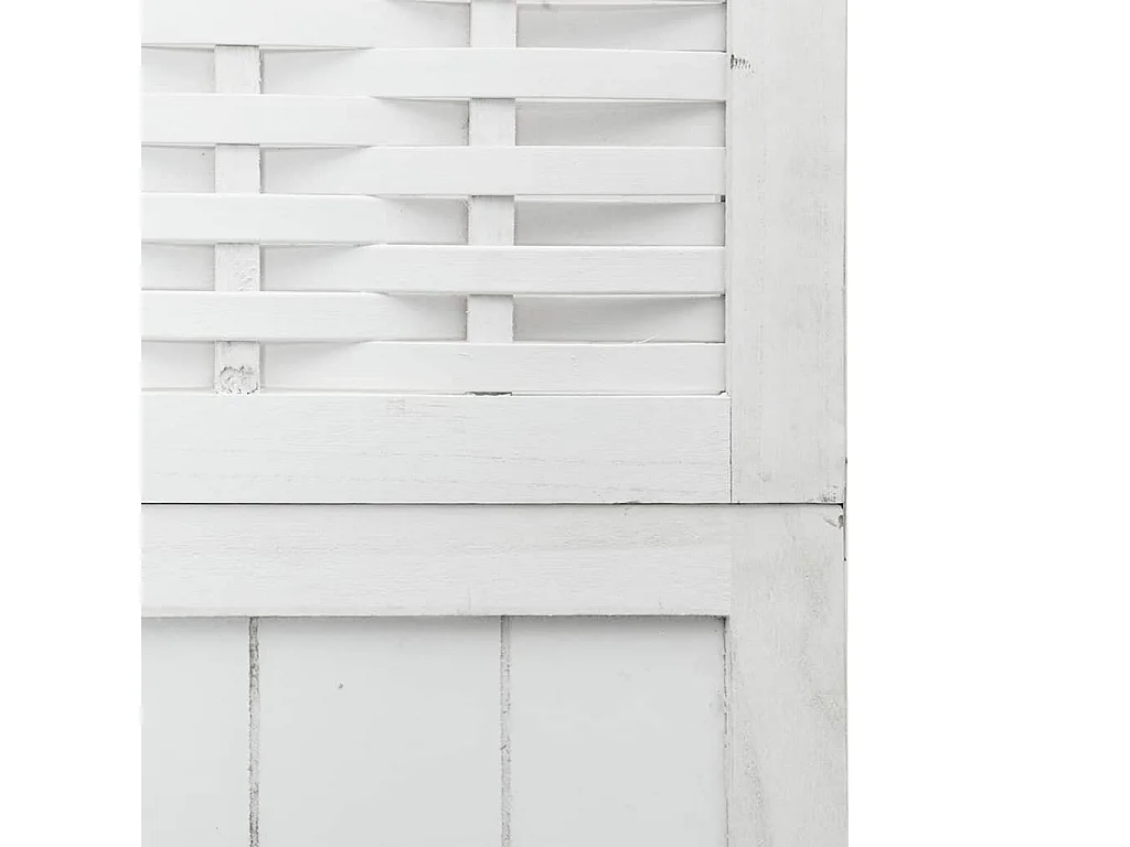 4-delige scheidingswand in wit, massief paulowniahout