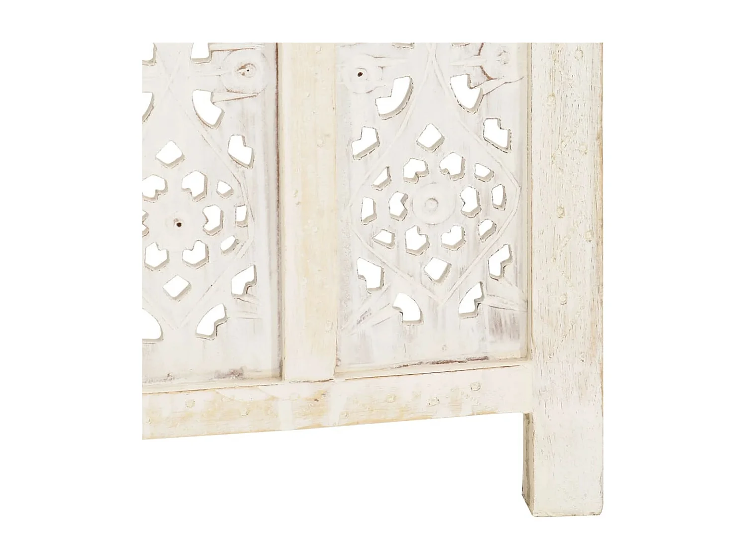 Cloison de séparation 3 panneaux Blanc 120x165 cm Bois manguier