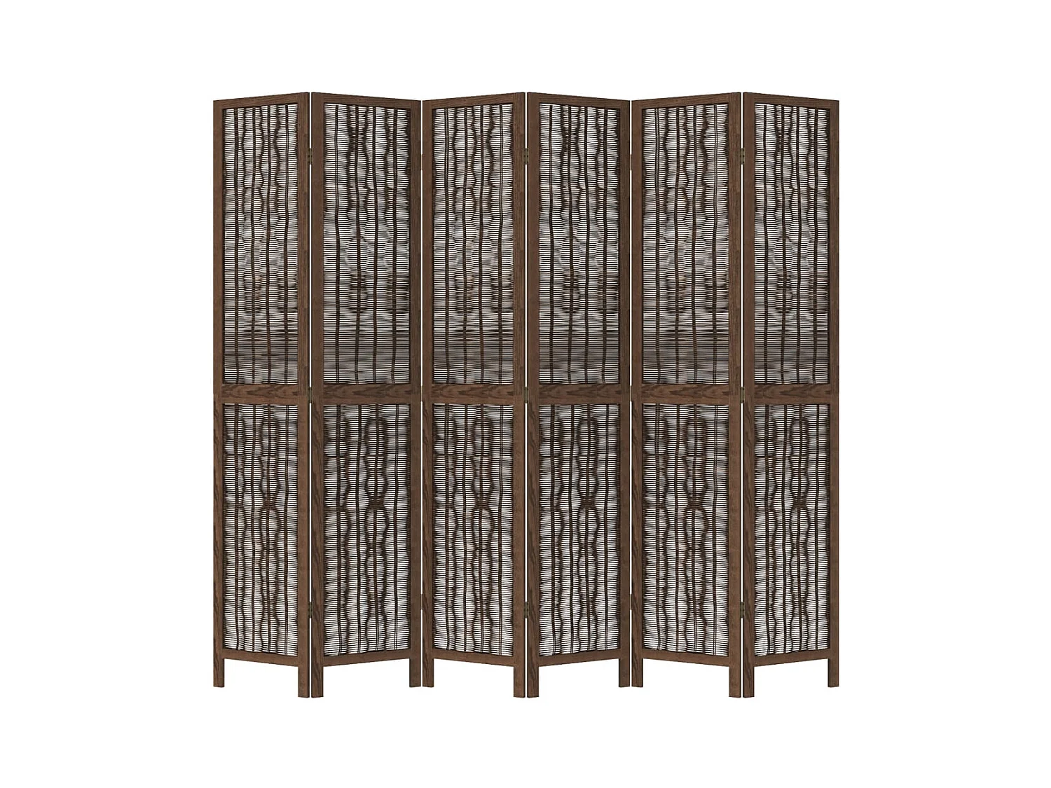 Tabique divisorio de 6 paneles en color marrón oscuro fabricado en paulownia maciza