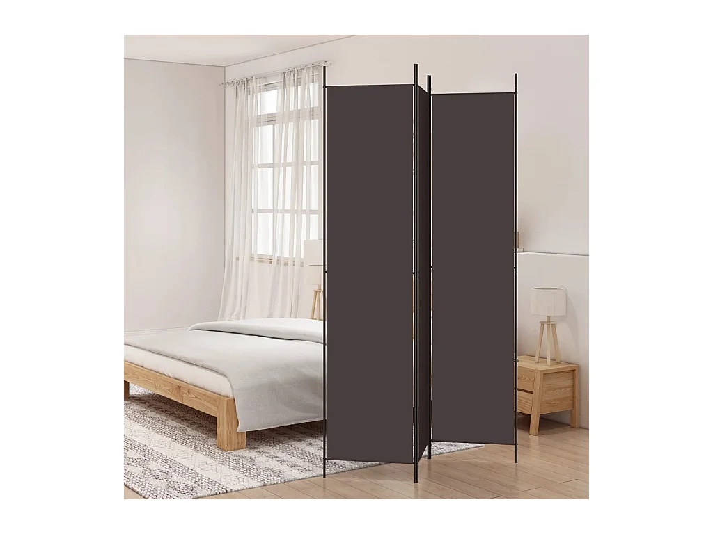 Cloison de séparation 3 panneaux Marron 150x220 cm Tissu