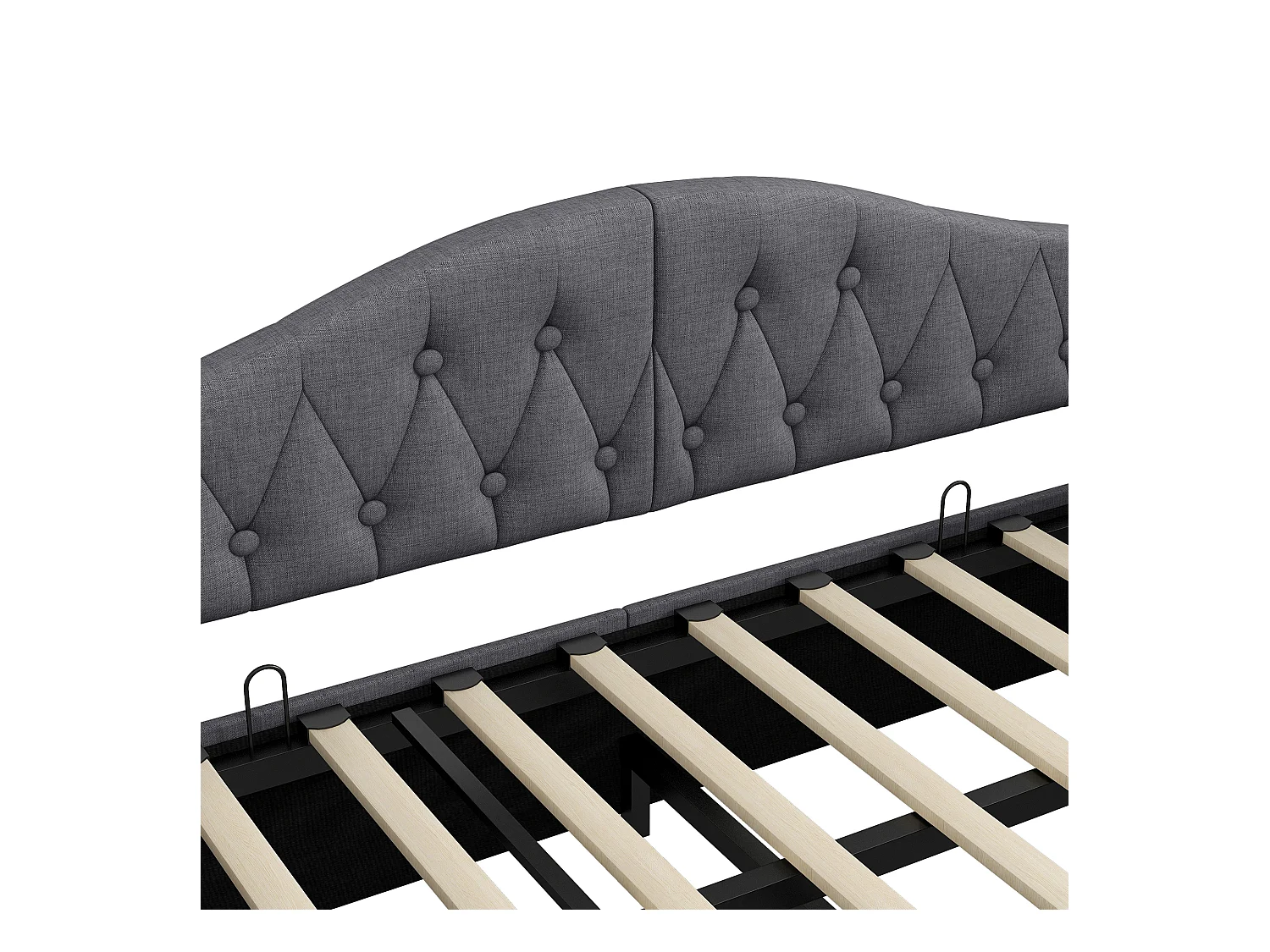 Canapé-lit rembourré pour enfant - 90 x 200 cm - avec rangement en dessous + Leds - MDF - gris