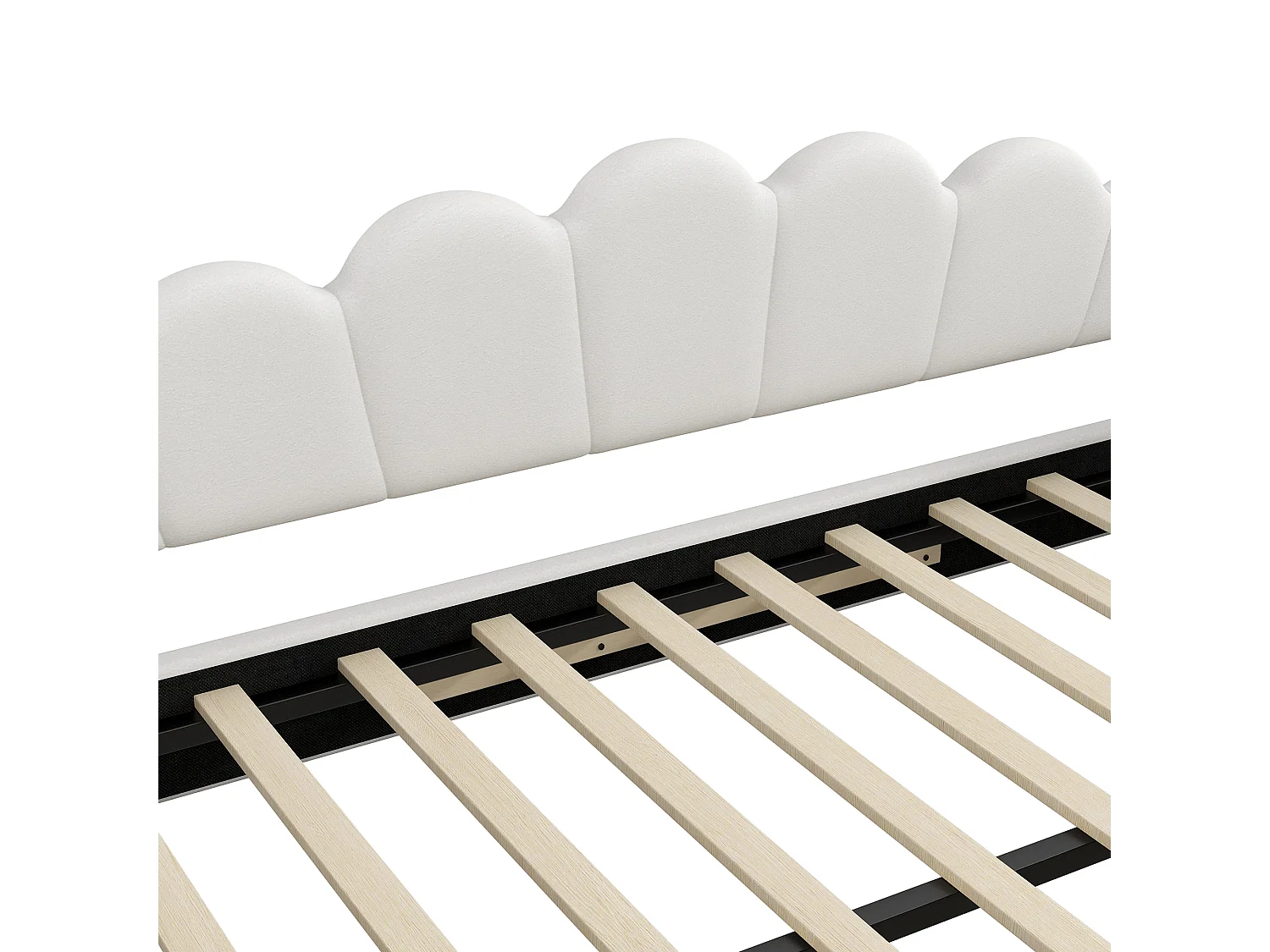 Canapé-lit rembourré pour enfant - 140 x 200 cm - avec lit gigogne 90 x 190 cm + Leds - MDF - beige