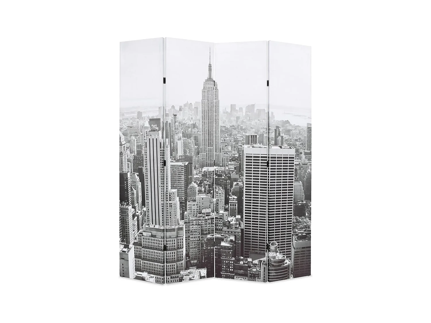 Cloison de séparation pliable 160x170 cm New York Noir et blanc