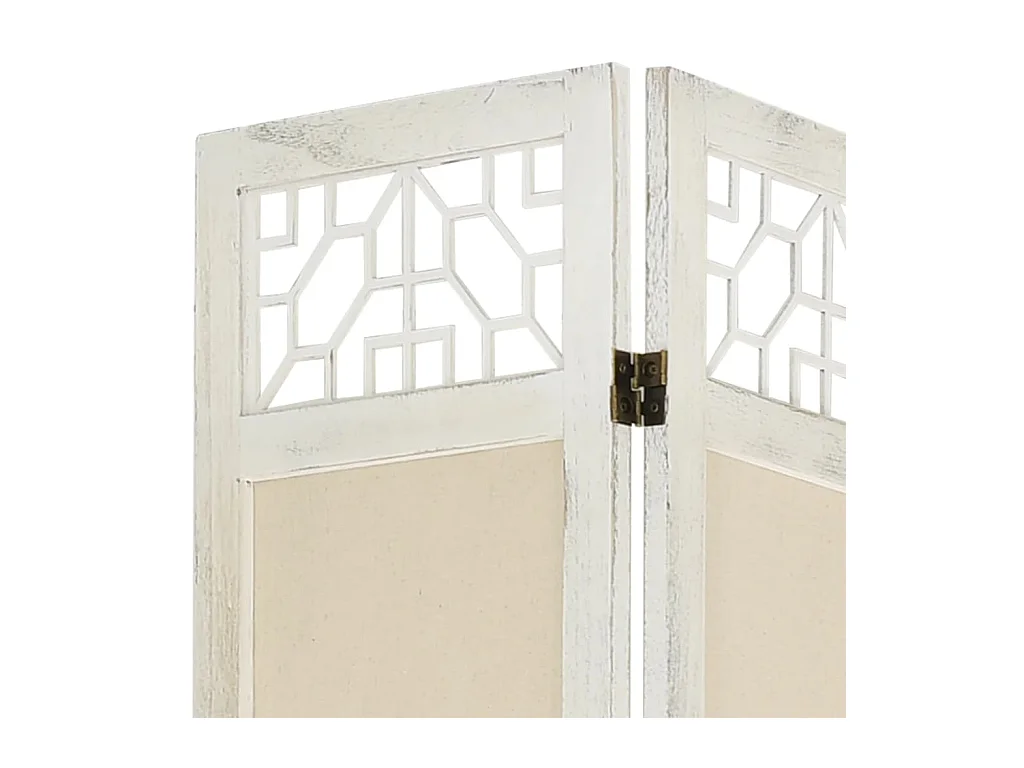 4-teiliger Raumteiler Creme 140x165 cm Stoff