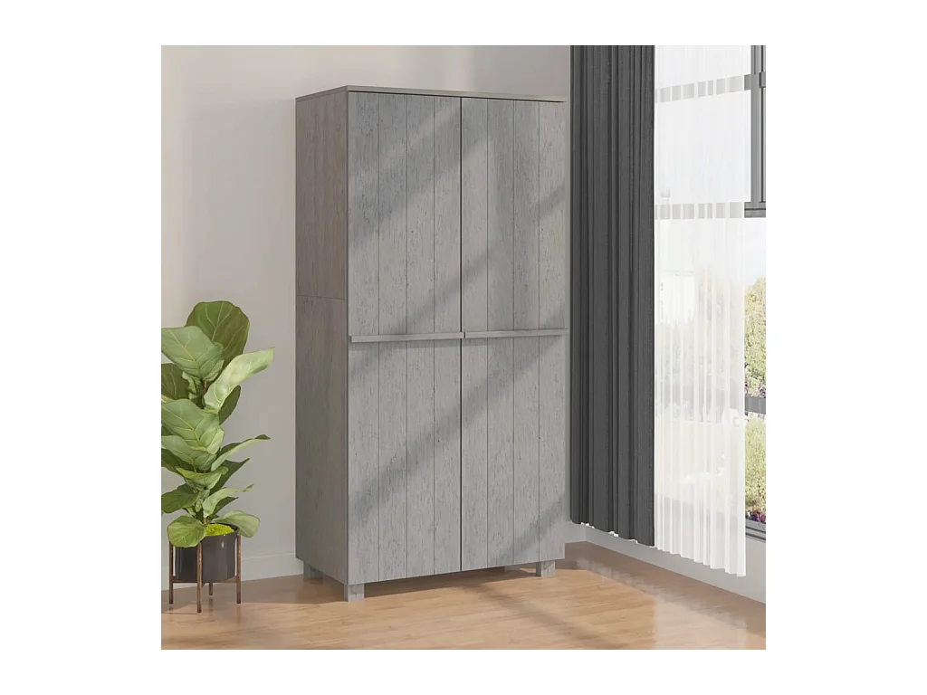 Garde-robe HAMAR Gris clair 89x50x180 cm Bois massif de pin