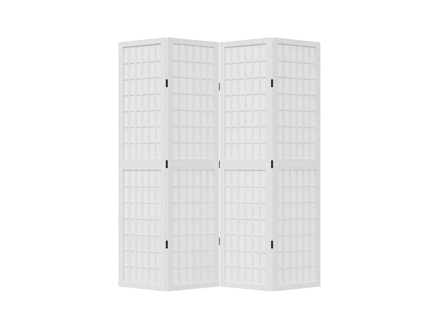 Cloison de séparation 4 panneaux blanc bois de paulownia massif