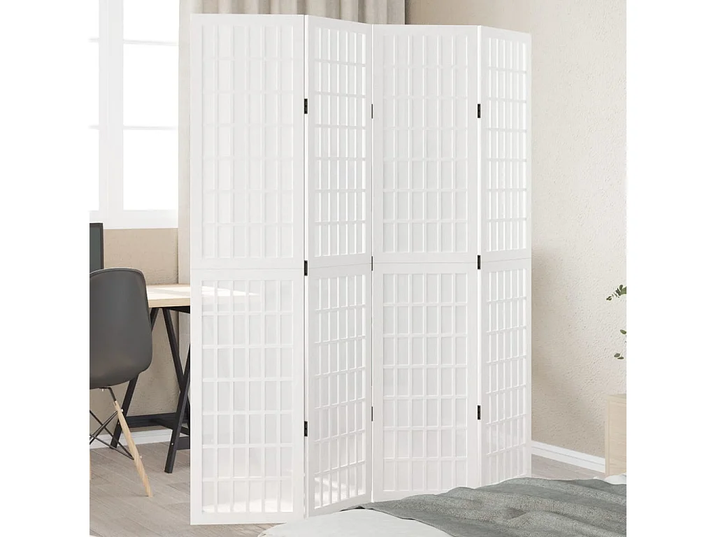 Tabique divisorio de 4 paneles en madera maciza de paulownia blanca