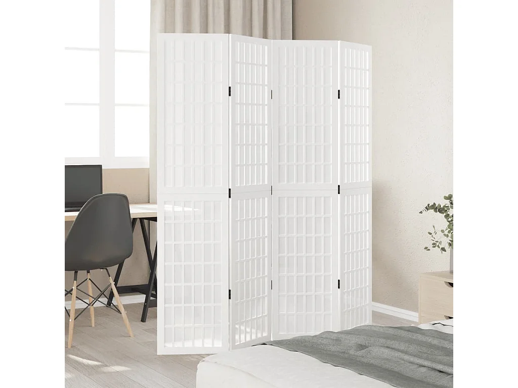 Tabique divisorio de 4 paneles en madera maciza de paulownia blanca