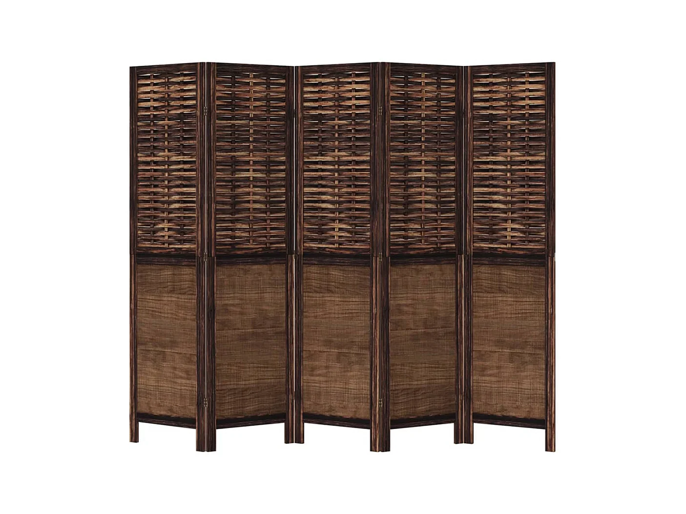 Tabique divisorio de 5 paneles en marrón oscuro fabricado en paulownia maciza