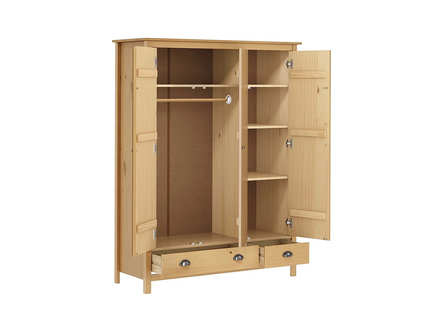 Hill 3-deurs kledingkast 127x50x170 cm Massief grenen