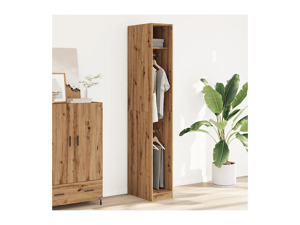 Handgemaakte eikenhouten kledingkast 30x50x200 cm van bewerkt hout